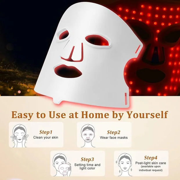 Hotodeal LED Face Mask Light Therapy,7 Colors Light Therapy for Skin Rejuvenation Anti-aging Beauty Red Light Therapy,Sili...