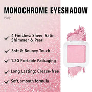 Kaely Pressed Single Eyeshadow Makeup, Pink Shimmer Highly Pigmented Monochrome Eye Shadow Palette, Waterproof Neutral Pow...