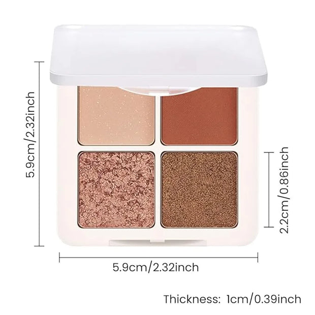 4 Colors Matte Shimmer Eyeshadow Makeup Palette,Rose Gold Champagne Nude Highly Pigmented Natural Neutral Eye Shadow Palet...