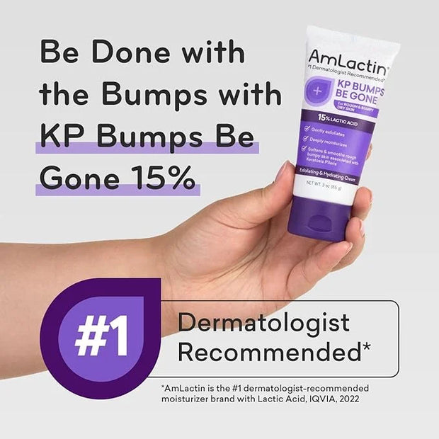 AmLactin KP Bumps Be Gone - 3 oz Keratosis Pilaris Moisturizing Cream with 15% Lactic Acid - Exfoliator and Moisturizer fo...
