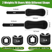 4 Pairs Wrist Leg Weights for Women Ankle 1lbs 2lbs 2lbs Each - Product Image