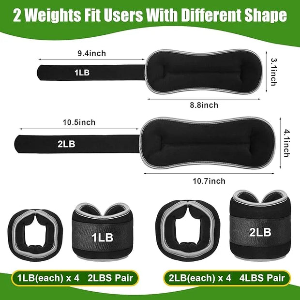 4 Pairs Wrist Leg Weights for Women Ankle 1lbs 2lbs 2lbs Each - Product Image