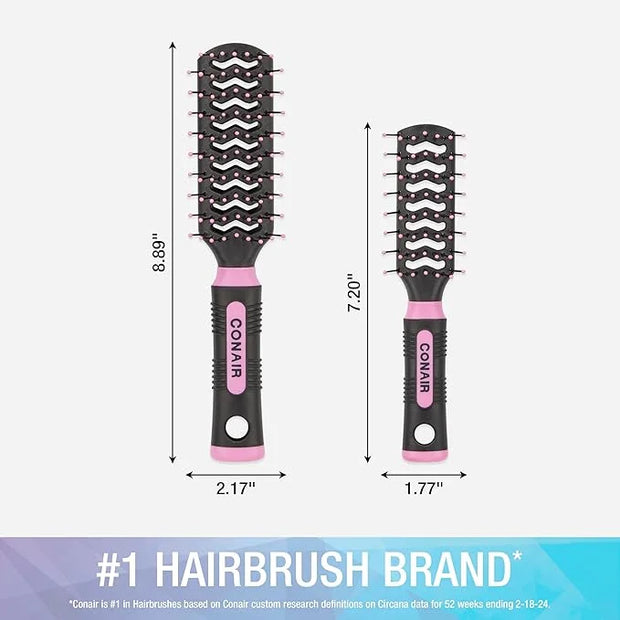 Conair Salon Results Vent Hairbrush Set - Detangling Hair brush - suitable for men and women - features Travel + Full-size...