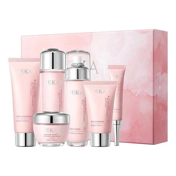 RadiantRise Cherry Blossom Moisturizing 6-Piece Skincare Set – Hydrating Facial Routine with Botanical Extracts, Giftable ...