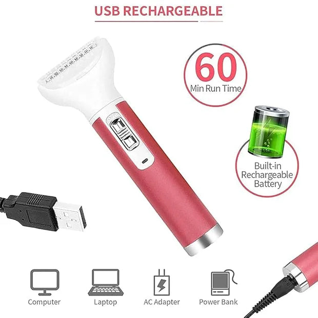 Electric Razor for Women,5 in 1 Womens Shaver Electric Bikini Trimmer Pubic Hair Removal Wet & Dry Painless Shaver for Leg...
