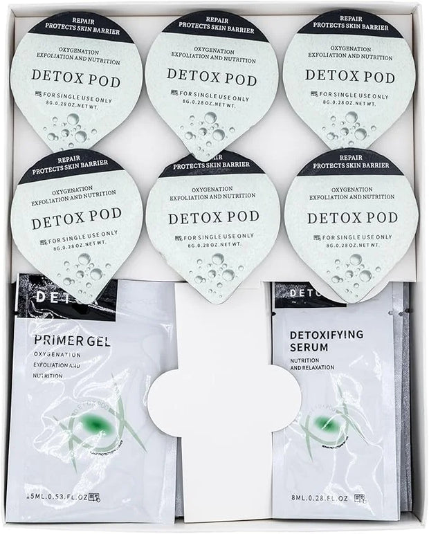 Detox - OxyGeneo Oxygen Facial CO2 Therapy Machine, Geneo Type Pods, Home Facial, 6 Pods + 6 Primer Gel + 6 Detoxifying Se...
