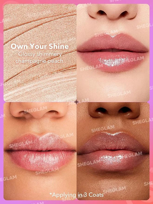 SHEGLAM Mirror Kiss High-Shine Lipstick Silky Jelly Texture Hydrated&Smooth Lip Gloss-Own Your Shine - Product Image
