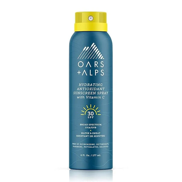 Oars + Alps Sunscreen Spray for Face & Body, SPF 30 Spray Sunscreen Infused with Vitamin C & Antioxidants, No White Residu...