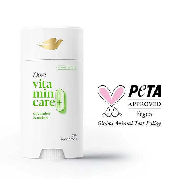 Dove VitaminCare+ Aluminum Free Deodorant Stick Cucumber & Melon for 72H Odor Protection Breathable Deodorant for Women 2....
