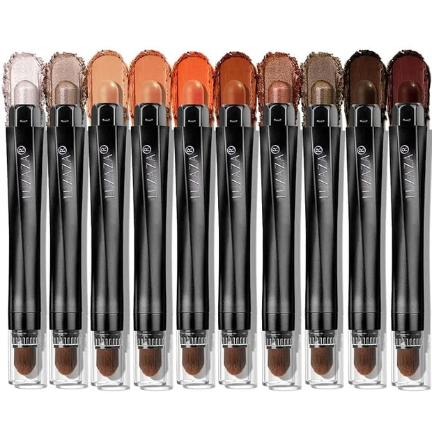 10PCS Eyeshadow Stick,Shimmer And Matte Brown Metallic Cream Eyeshadow Pencil Crayon with Smudge-proof & Waterproof,Eye Br...