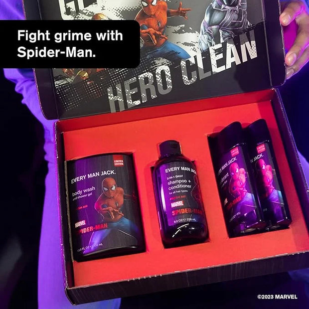 Every Man Jack Spider-Man Body Set - Perfect for Every Guy & Marvel-Lover - Bath and Body Marvel Gift Set with Clean Ingre...