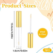 5 Pcs Empty Lip Gloss Tubes, Clear Plastic Gloss Container with Wand Refillable Lip Balm Bottle 10ml Lip Gloss Container f...