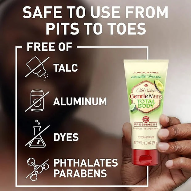 Old Spice Whole Body Deodorant for Men, Total Body Deodorant, Cucumber + Avocado, Aluminum Free Deodorant Cream for 24/7 F...
