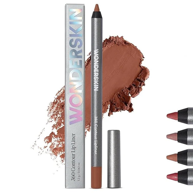 Wonderskin Lip Liner Pencil - 360 Contour Lipliner, Long Lasting, Sharpenable, Waterproof and Transfer-Proof Brown Lip Lin...