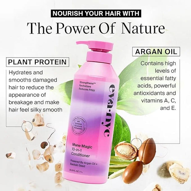 Eva NYC Mane Magic 10-in-1 Hair Conditioner, Sulfate-Free for Soft, Smooth, Strengthened Locks - All Hair Types, GMO-Free,...