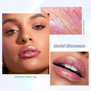 Hot Pink Glitter Lip Gloss Liquid Lipstick, Diamond Shimmer Metallic Sparkly Iridescent Chameleon Lip Gloss Gift for Women...