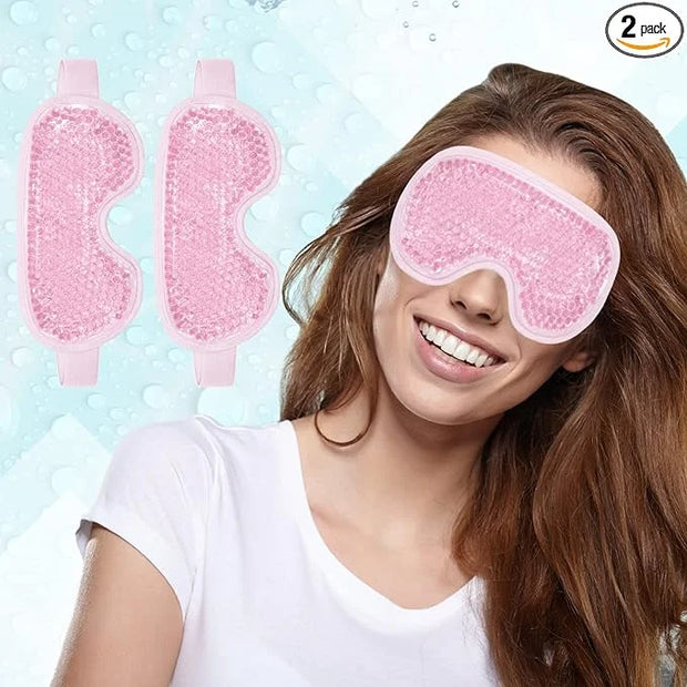 2 PCS Reusable Hot Cold Therapy Gel Bead Eye Mask for Puffiness, Dark Circles, Bags, Dry Eyes, Headaches, Migraines, Stres...