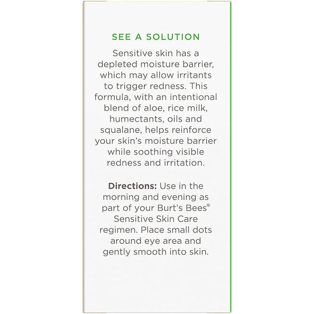 Burt's Bees Calming Eye Cream With Aloe and Rice Milk, Moisturizes Without Causing Redness or Irritation, 98.7 Percent Nat...