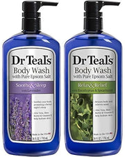 Dr Teal's Lavender & Eucalyptus Body Wash Gift Set (2 Pack, 24oz Ea) - Soothe & Sleep Lavender & Relax & Relief Eucalyptus...