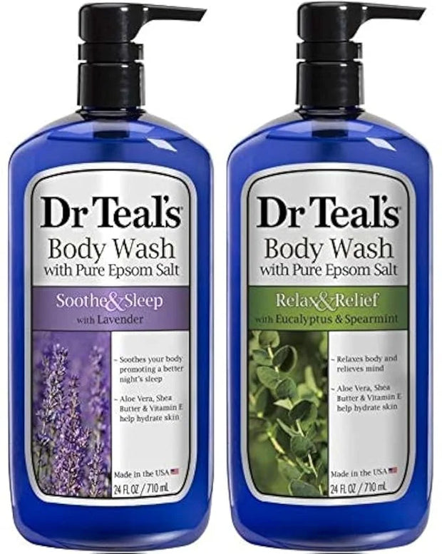 Dr Teal's Lavender & Eucalyptus Body Wash Gift Set (2 Pack, 24oz Ea) - Soothe & Sleep Lavender & Relax & Relief Eucalyptus...