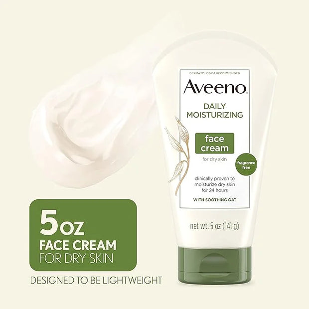 Aveeno Daily Moisturizing Fragrance-Free Face & Neck Cream, Oat Facial Moisturizer for Dry Skin, 5 oz, & Aveeno Daily Mois...