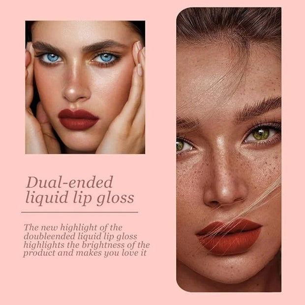 Double-end 2-in-1 Matte & Shimmery Lip Gloss Set, 3 PCS/Set (Set A, 3pcs) - Product Image