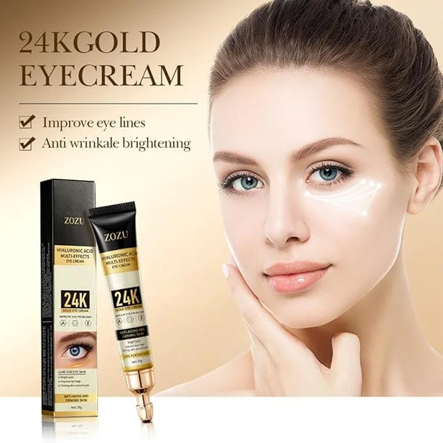 Hunqian 24K Gold Eye Cream - Anti-Aging, Reduce Wrinkles, Dark Circles & Puffiness, with 24K Gold Particles & Premium Ingr...