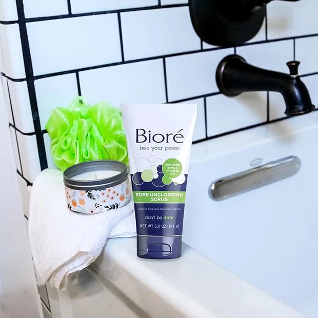 Bioré Pore Unclogging Scrub, Removes Excess Dirt and Oils, Face Scrub, with Salicylic Acid, Oil Free, (HSA/FSA Approved), ...