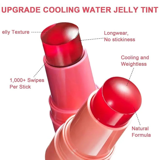 Jelly Blush Stick,Jelly Stain Stick,Lightweight Long Lasting Cheek Stick,Lightweight