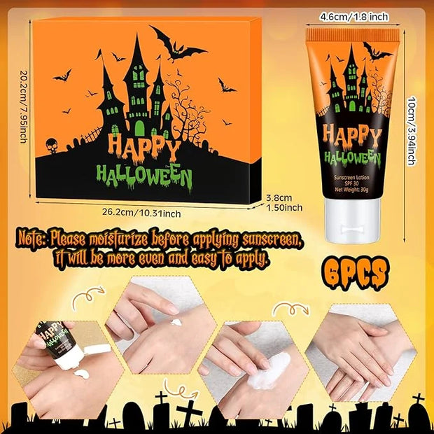 6 Pcs Halloween Gifts Travel Size Sunscreen Spf 30 Mini Sunscreen Lotion 1oz Travel Water Resistant Sunscreen Lotion for H...