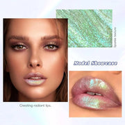 Green Glitter Lip Gloss Liquid Lipstick, Diamond Shimmer Metallic Sparkly Iridescent Chameleon Lip Gloss Gift for Women, L...