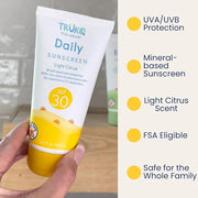 TruKid Daily SPF30 Face Sunscreen Citrus 3.4oz Baby Sunscreen, Natural Ingredients Kids Sunscreen, Reef-Friendly Travel Si...