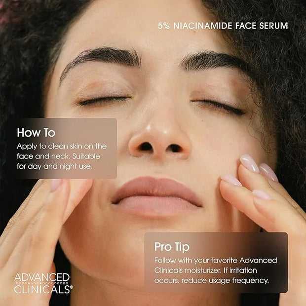 Advanced Clinicals Brightening Vitamin C Cream + 5% Niacinamide Serum W/Hyaluronic Acid 2pc Set | Vitamin C Body Lotion Mo...