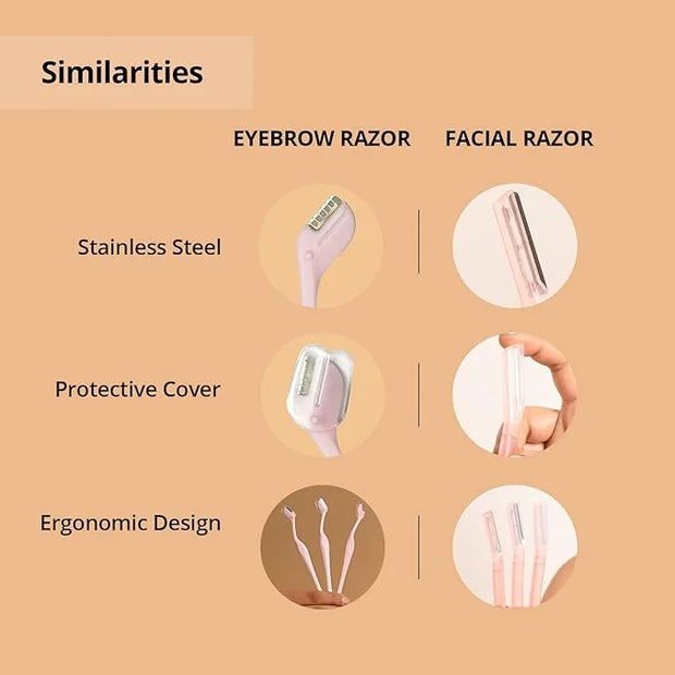 Facial Hair Removal Combo with Face Razor + Eyebrow Razor | Painless & Precision Face Hair Removal | for Eyebrows, Upper L...
