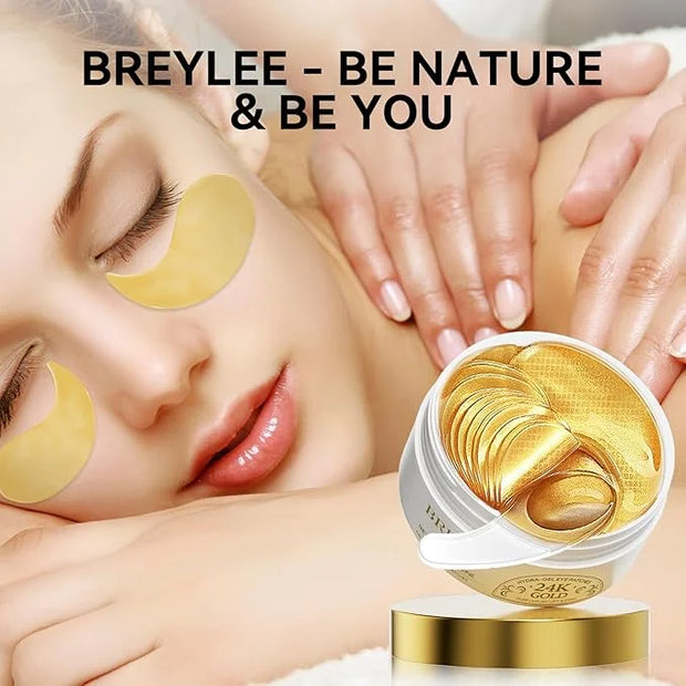 BREYLEE 24K Gold Eye Masks - 60 Pcs, Retinol & Caffeine Under Eye Patches for Reduce Fine Lines & Wrinkles, Puffy Eyes and...
