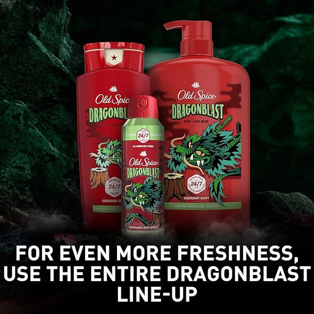 Old Spice Cleansing Body Wash for Men, 3X Defense, 24/7 Shower Fresh with Lasting Scent, 2-in-1 Body & Face Wash, Dragonbl...