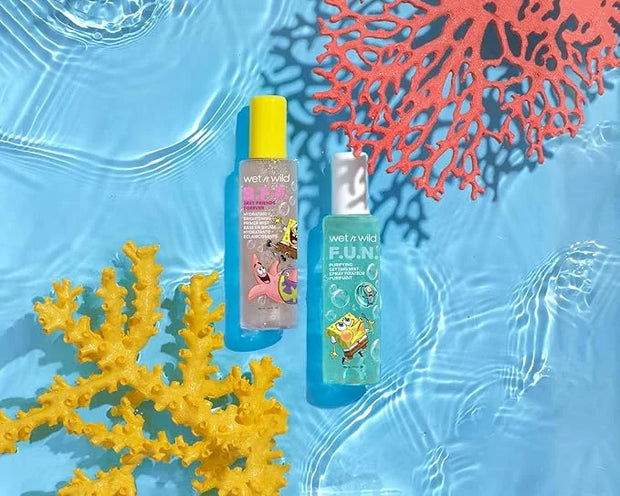 wet n wild SpongeBob SquarePants Purifying Setting Mist, 2-in-1 Face Cleanser & Makeup Setting Spray with Niacinamide & Ce...