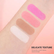 Matte Powder Blush Palette, 4 Colors Face Palette with White Highlighter, Brown Contour, Pink & Rose Pink Blush for Cheeks...