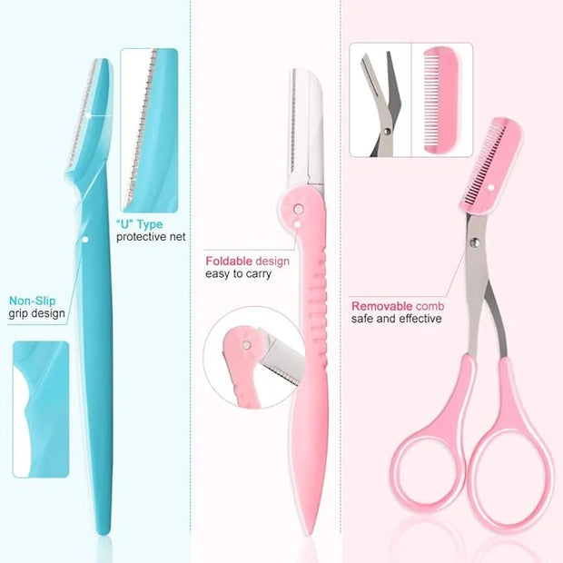 12 Pcs Eyebrow Razor, Face Razors for Women, Exfoliating Trimmers, Eyebrow Grooming Shaper for Women, Peach Fuzz, Hair Rem...