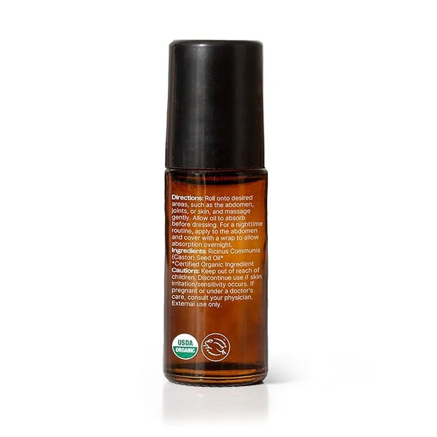 Plant Therapy Organic Castor Oil Roll On 30 mL (1 oz) Convenient Mess-Free Body Oil Roll-on for Easy Application, Cold-Pre...