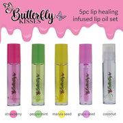 5pc Lip Oil Set - Butterfly Kisses Lip Oils, Lip Healing Lip Oil Collection with Precision Applicator Wand for Everyday Li...