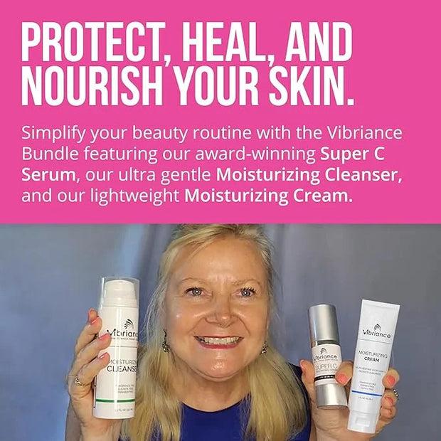 Vibriance Bundle Skincare Set | Super C Serum, Moisturizing Cleanser and Face Cream | Complete Kit for Radiant Beauty - Pr...