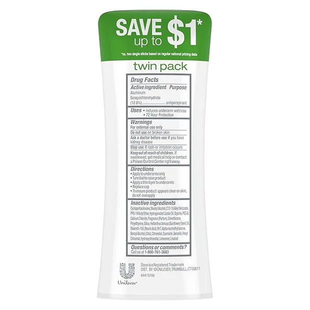 Dove Advanced Care Antiperspirant Deodorant Stick for Women Cool Essentials For 48 Hour Protection And Soft And Comfortabl...