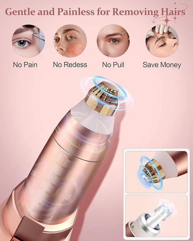 Eyebrow Trimmer for Women Rechargeable: Women Eyebrow Hair Remover with LED Light,Safe Painless Eyebrow Epilator Pen,Lady ...