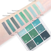 9Colors Green Avocado Color Colorful Bright Eyeshadow Palette Makeup,Highly Pigmented Matte Sparkle Eye Shadow Palette Lon...