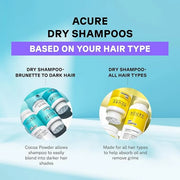 Acure Dry Shampoo - Brunette to Dark Hair, Powder Care to Refresh Treated Color Tinted Hair & Extend Cleansing with Cocoa ...