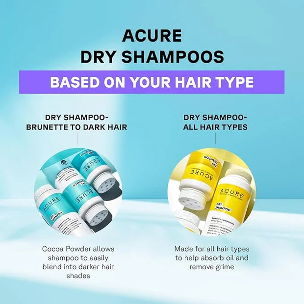 Acure Dry Shampoo - Brunette to Dark Hair, Powder Care to Refresh Treated Color Tinted Hair & Extend Cleansing with Cocoa ...