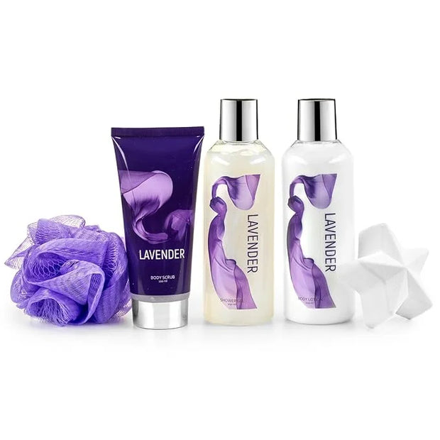 Freida & Joe Fragrance Bath & Body Collection Gift Box, Includes Shower Gel, Body Lotion, Body Scrub, Bath Bomb & Sponge (...