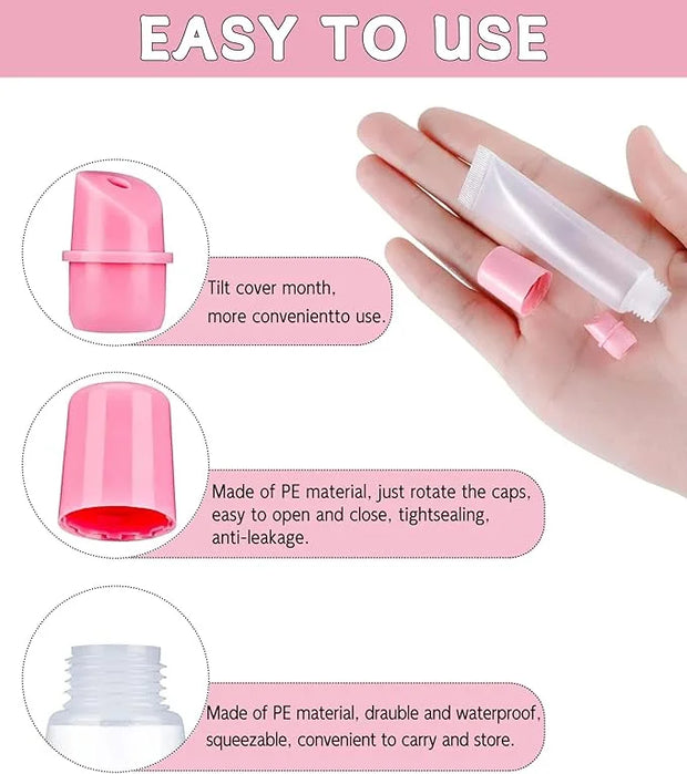 7Pcs Lip Gloss Tubes 10ml - Clear Lip Balm Containers, Refillable Squeeze Tubes for Lip Gloss, Soft Empty Mini Cosmetic Tu...