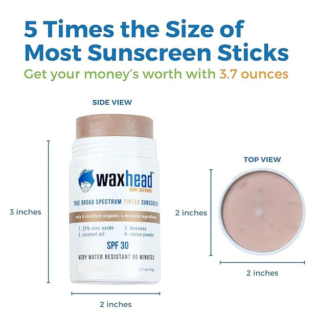 Waxhead Tinted Zinc Stick - Truly Reef Safe Sunscreen, Mineral Sunscreen Face Sunscreen Stick Zinc Oxide Sunscreen, Tinted...